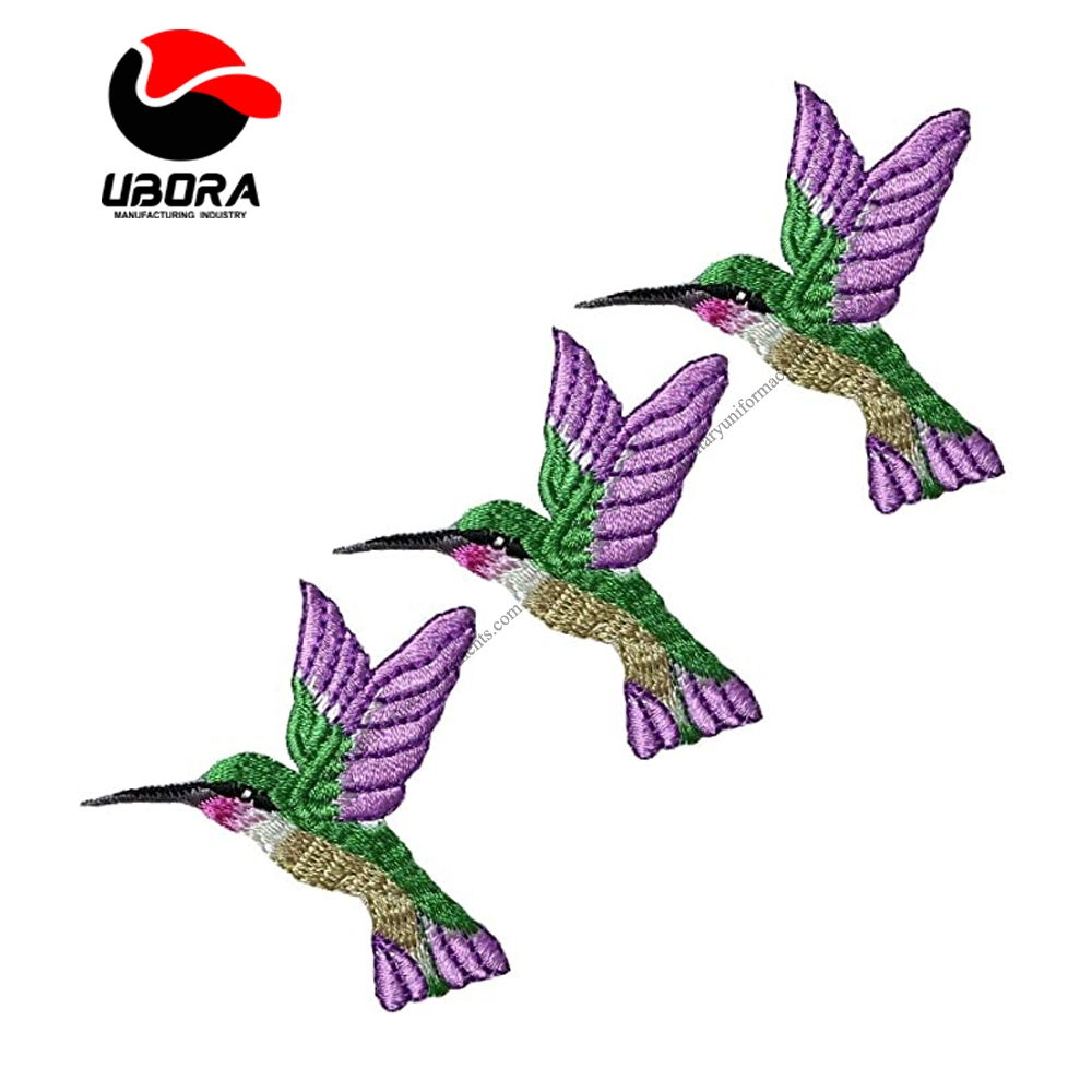 Spk Hummingbird Applique Patch - Purple, Green, Bird Badge 1-1 4 Embroidery Applique Iron On Patch, 
